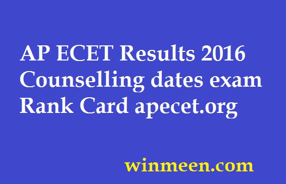 AP ECET Results 2016 Counselling dates exam Rank Card apecet.org