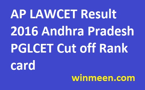 AP LAWCET Result 2016 Andhra Pradesh PGLCET Cut off Rank card