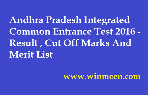 Andhra Pradesh Integrated Common Entrance Test 2016