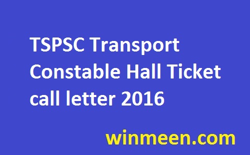 TSPSC Transport Constable Hall Ticket call letter 2016