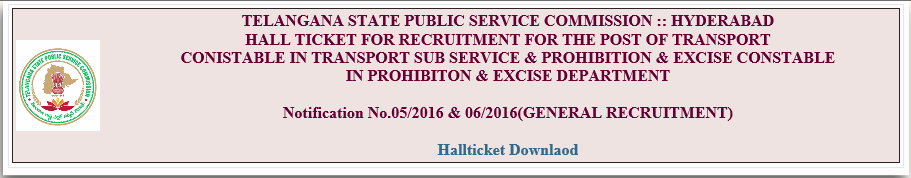 TSPSC Transport Constable Call Letter2016