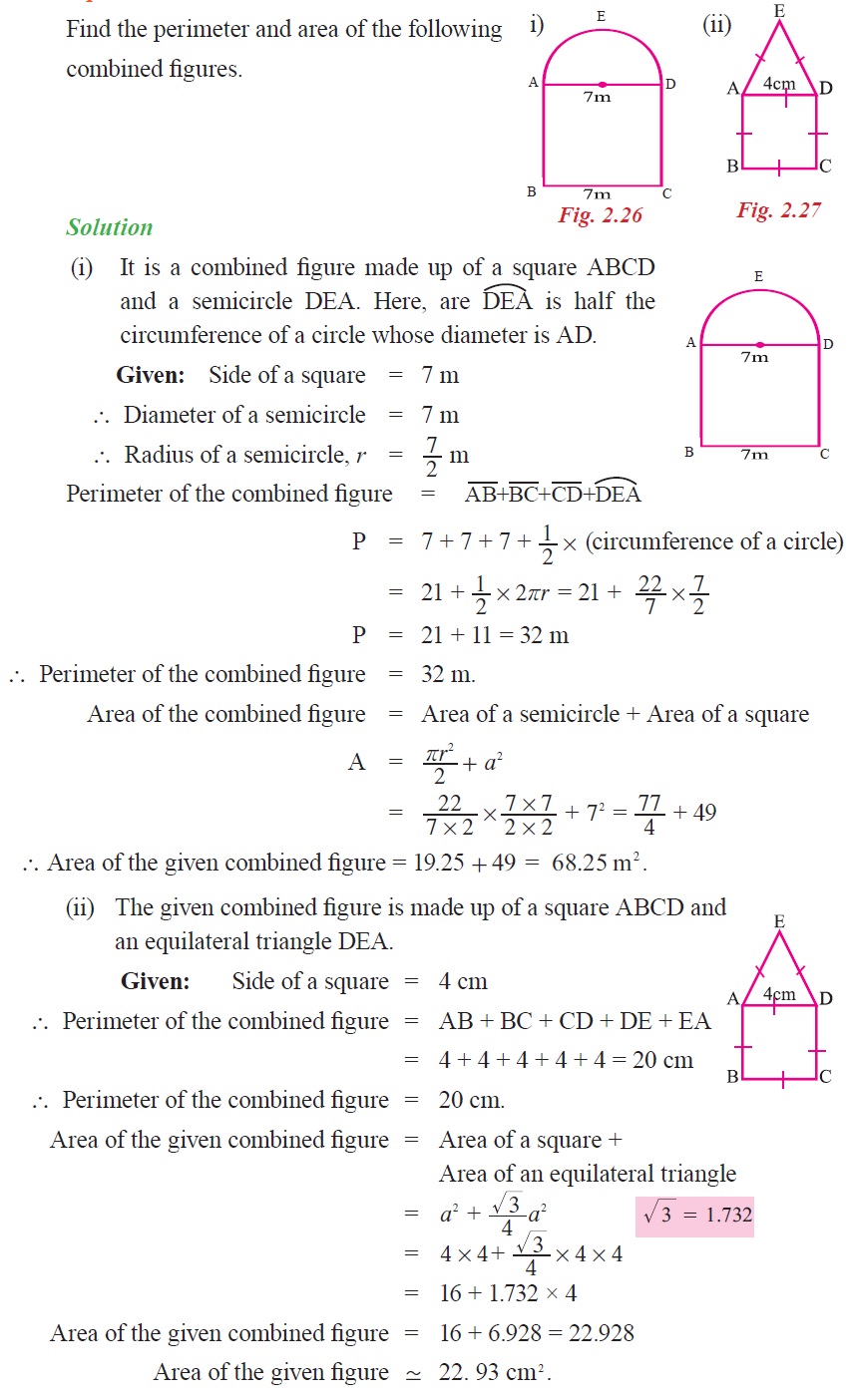 Find the perimeter and area of the following combined figures1