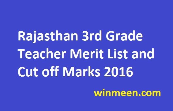 Rajasthan 3rd Grade Teacher Merit List and Cut off Marks 2016