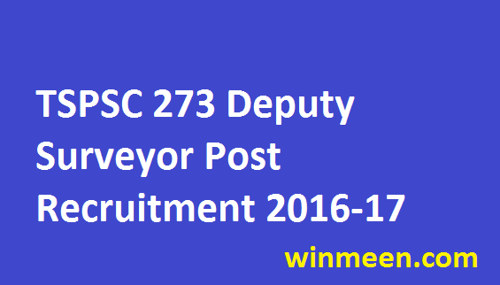 TSPSC Deputy Surveyor Recruitment of 273 Posts Registration Opens to Apply 2016-17