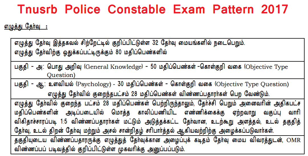 TN Police SI Fingerprint Exam Tamil model questions