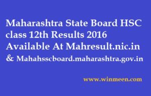 Maharashtra State Board HSC class 12th Results 2016