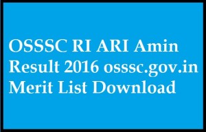OSSSC RI ARI Amin Result 2016 osssc.gov.in Merit List Download