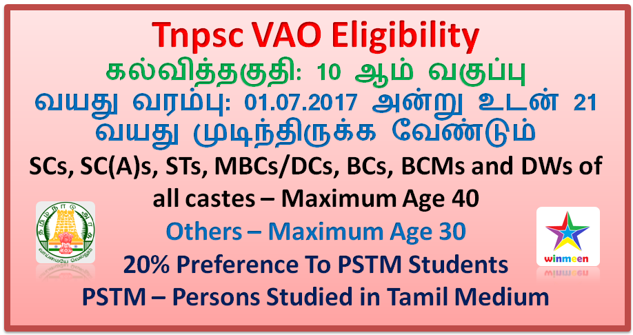 Tnpsc VAO Exam Eligibility Age Limit Qualification 2017