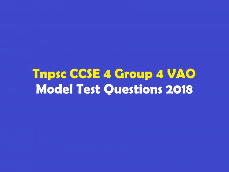 Tnpsc CCSE 4 Group 4 VAO Model Test Questions - WINMEEN