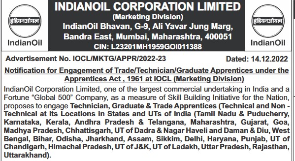 IOCL Recruitment 2022 1760 Apprentice Posts - WINMEEN