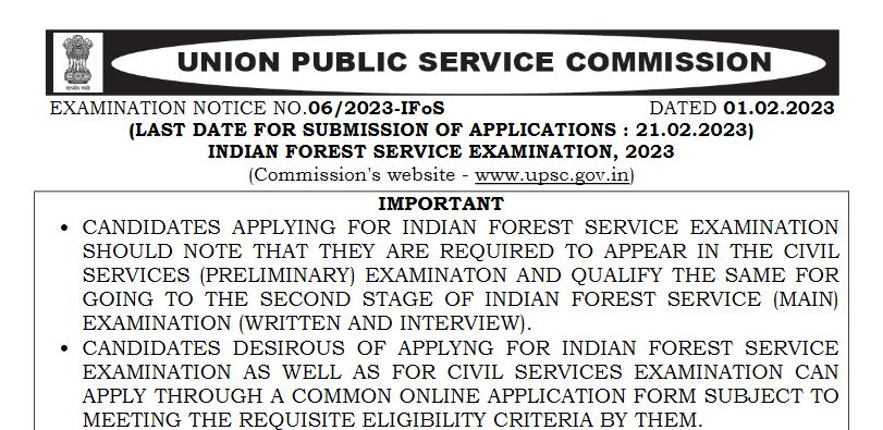 UPSC Indian Forest Service Examination 2023 150 Vacancies - WINMEEN